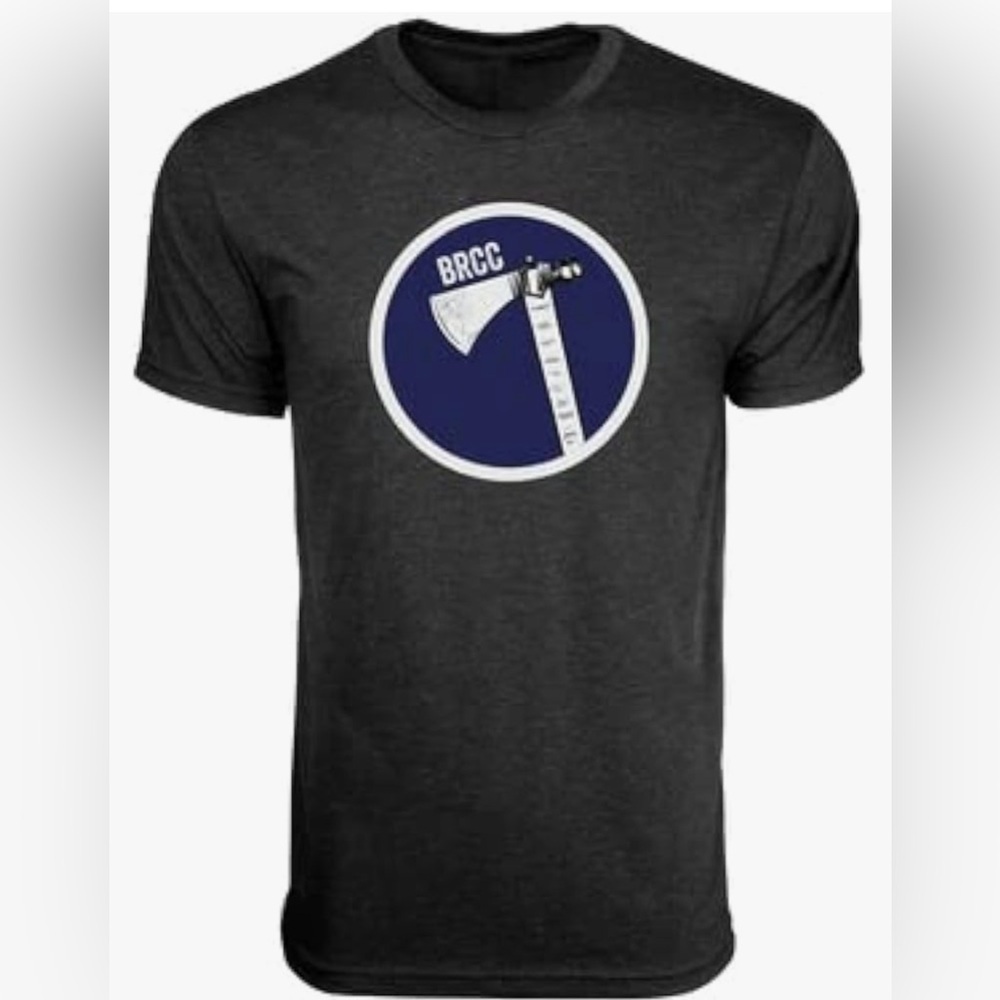 NIP Black Rifle Coffee Company Tomahawk T-Shirt, Vintage Black Gray Heather